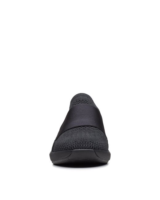 Clarks Black Textile Slip On Trainers