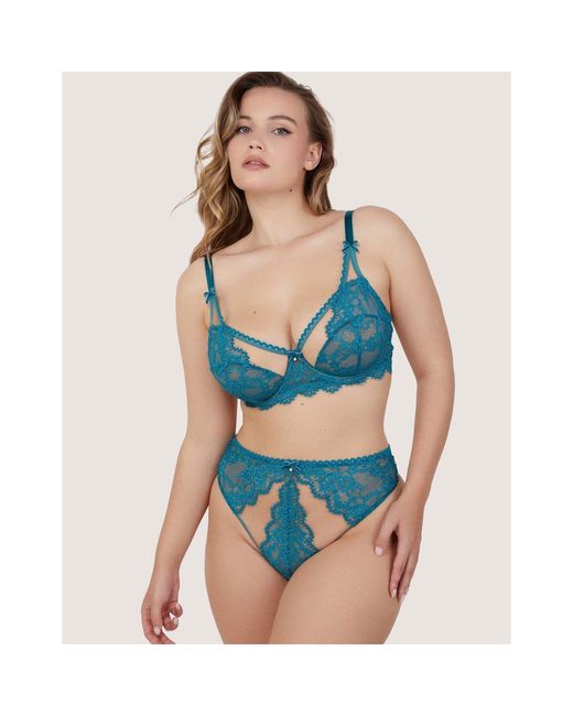 Playful Promises Blue Phoebe Eyelash Lace High Waist Thong