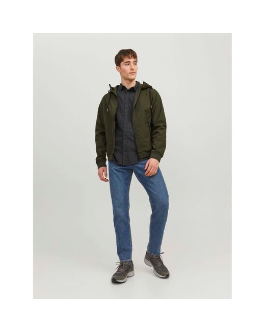 Jack & Jones Green Zipped Hooded Softshell Jacket for men