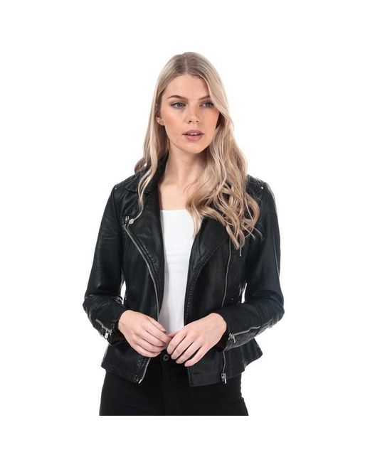 ONLY Black Gemma Faux Leather Biker Jacket