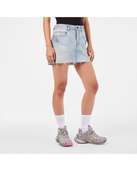 Balenciaga Blue Bal City Mini Denim Skirt