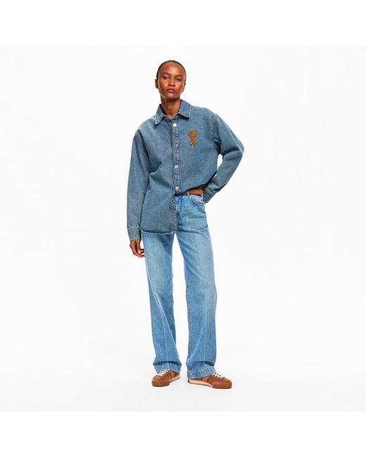 AMI Blue Denim Overshirt
