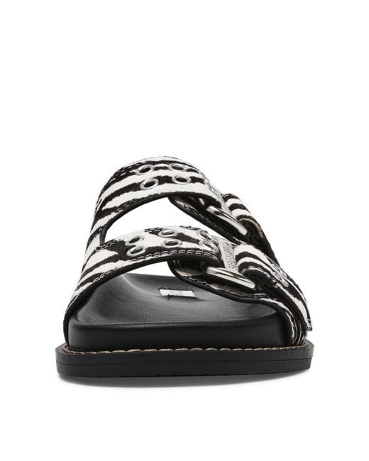 Steve Madden Black Agent Zebra Print Flat Sandals