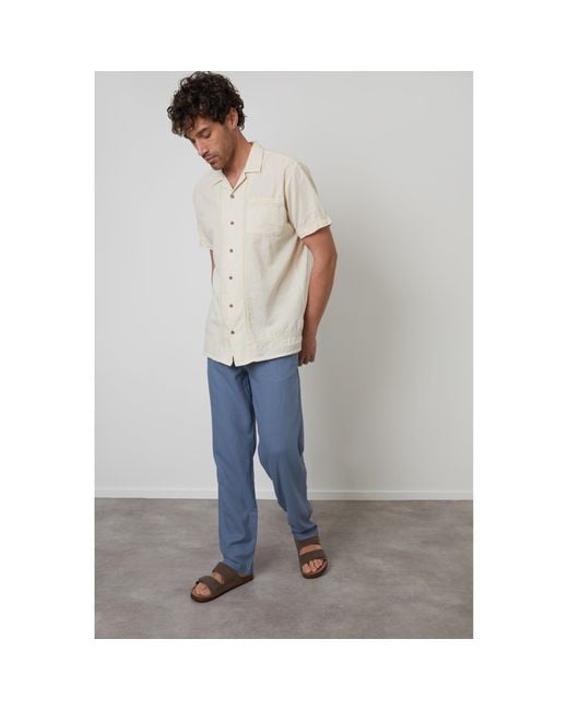 Threadbare Natural Worden Short-Sleeve Bowling Shirt for men