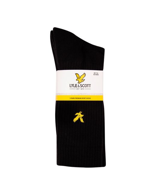 Lyle & Scott Black Crew Socks for men