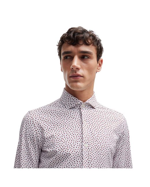 Boss Purple P Hank Spread Long Sleeve Oxford Shirt for men