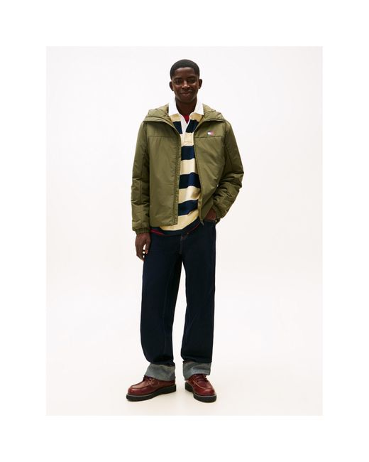 Tommy Hilfiger Green Padded Hood Windbreaker for men