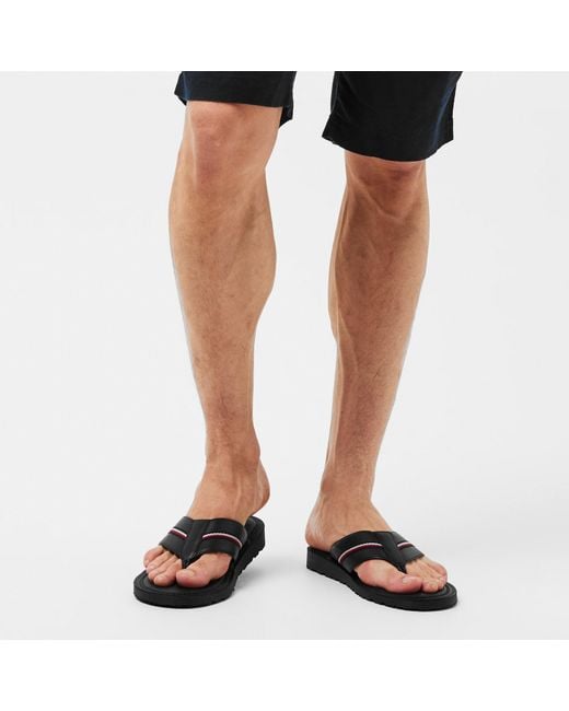 Tommy Hilfiger Black Core Toe Post Flat Sandals for men