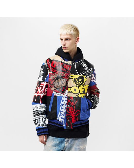 Off-White c/o Virgil Abloh Blue Patch Varsity Jacket for men