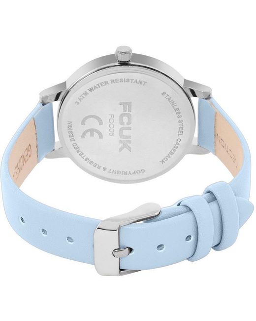 French Connection Blue Case Round Shape Strap Quartz Watch