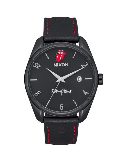 Nixon Black Analogue Leather Quartz Watch for men