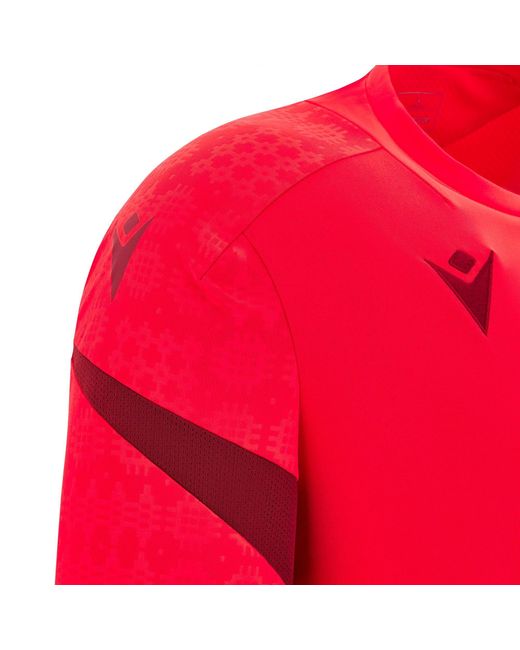MACRON Red Wales Rugby Training Shirt 2025 Adults for men