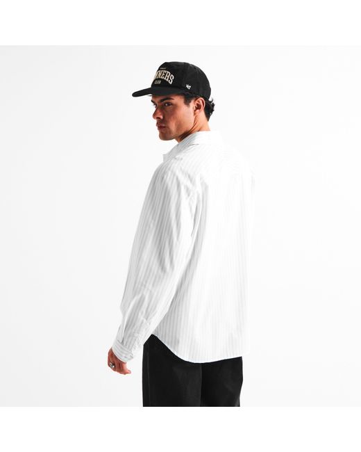 Represent White Pinstripe Long Sleeve Patterned Shirt for men