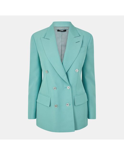 Tom Ford Blue Tailored Leather Jacket