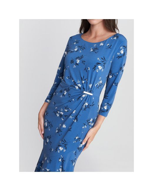Gina Bacconi Blue Betty Jersey Dress With Trim