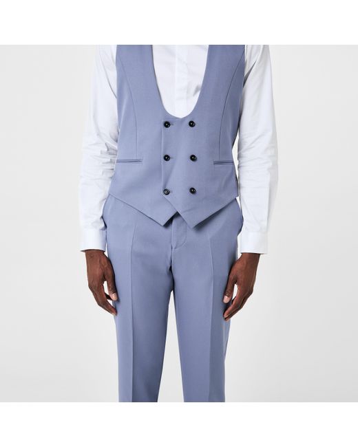 Twisted Tailor Blue Buscott Slim Fit Waistcoat for men