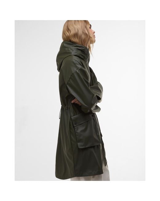 Barbour Green Atlas Hooded Long Sleeve Knee Length Rain Anorak