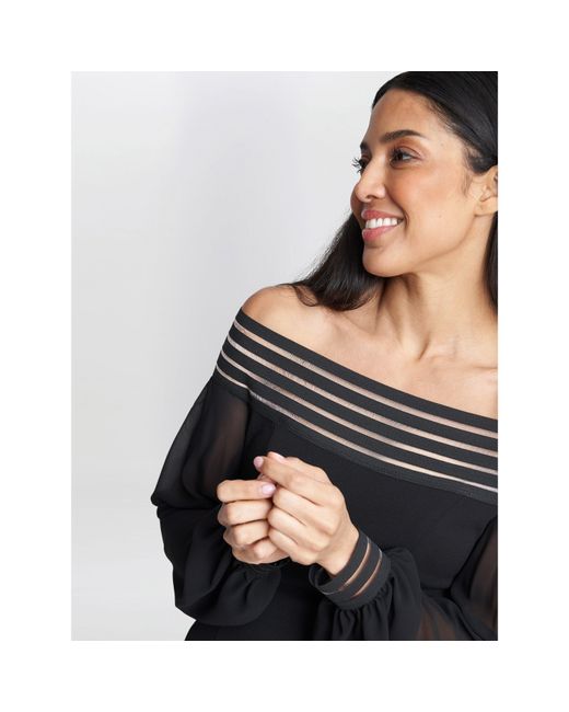 Gina Bacconi Black Vanessa Crepe Maxi Dress With Neck Trim