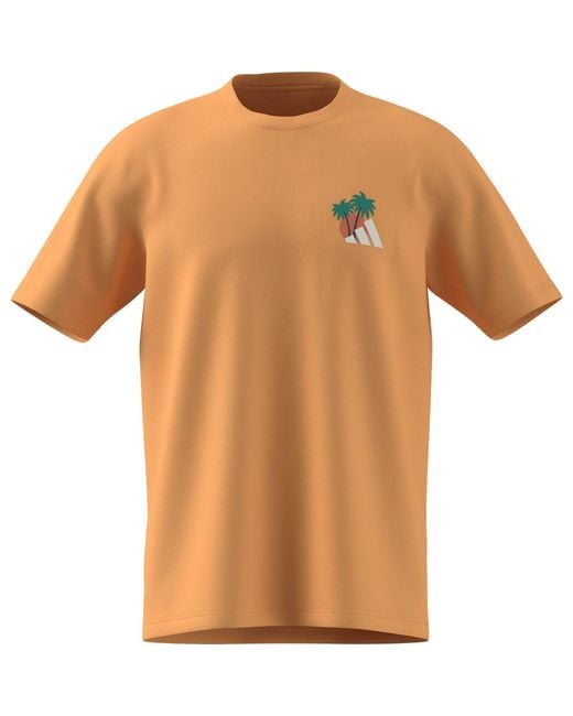 Adidas Orange Graphic Logo T-Shirt for men
