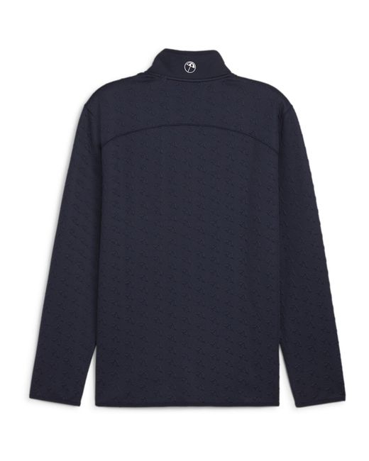 PUMA Blue Jac 1/4 Zip Long Sleeve Performance Polo Shirt for men