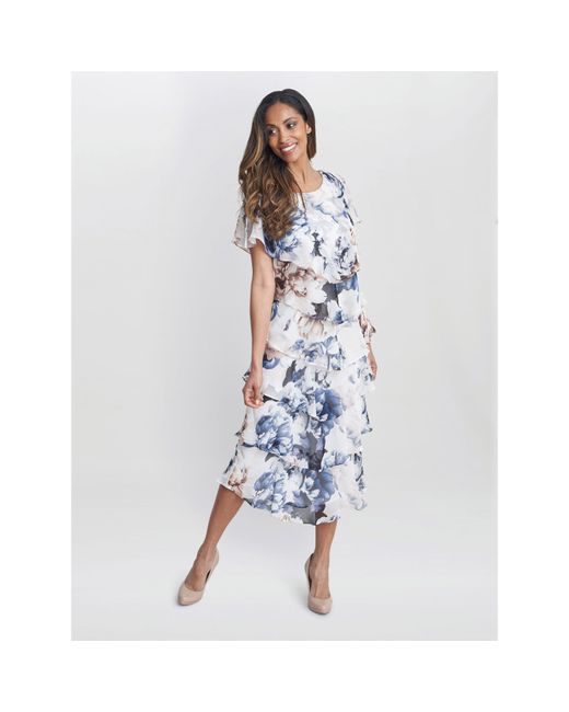 Gina Bacconi Blue Jocelyn Tier Jersey Dress