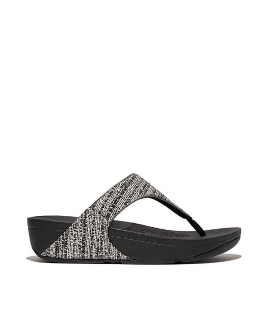 Fitflop Black Lulu Shimmerweave Toe-Post Sandals