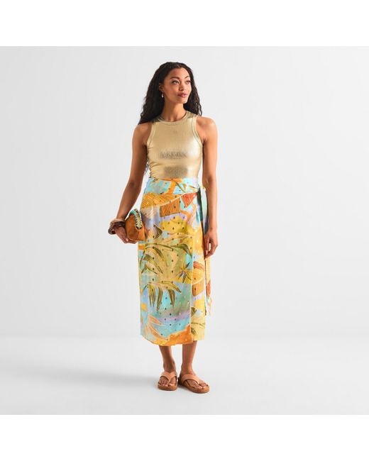 Never Fully Dressed Metallic Sky Jaspre Wrap Skirt