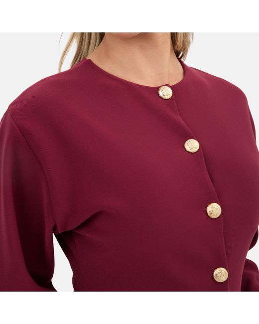 I Saw It First Red Statement Button Ribbed Cardigan