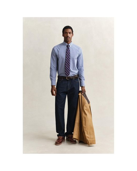 Gant Blue Gingham Long Sleeve Patterned Shirt for men