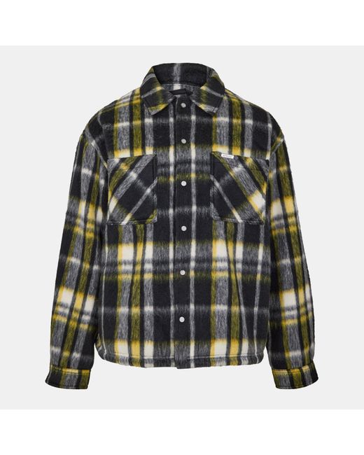 Represent Green Check Button-Through Structured Overshirt for men