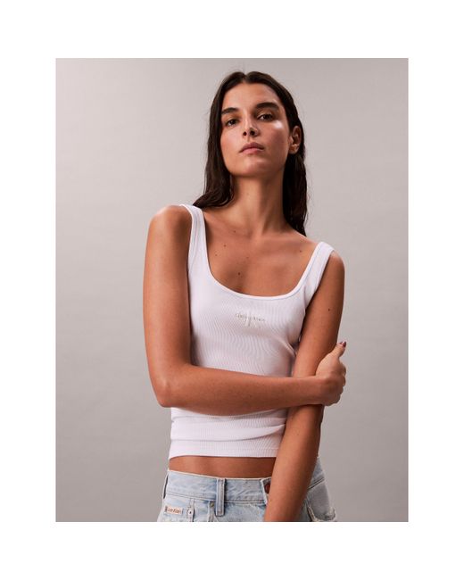 Calvin Klein White Ckj Mono Scoop Vest