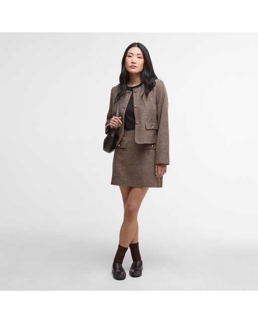 Barbour Brown Sophia Mini Wool Skirt