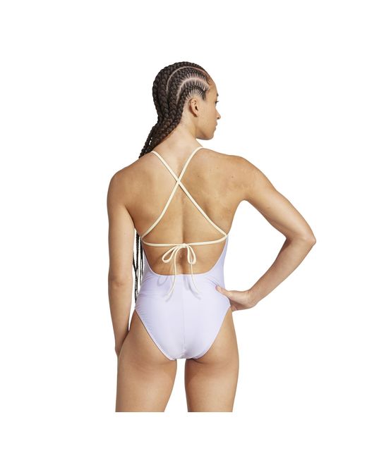 Adidas Blue Padded Colorblock X-Back Swimsuit