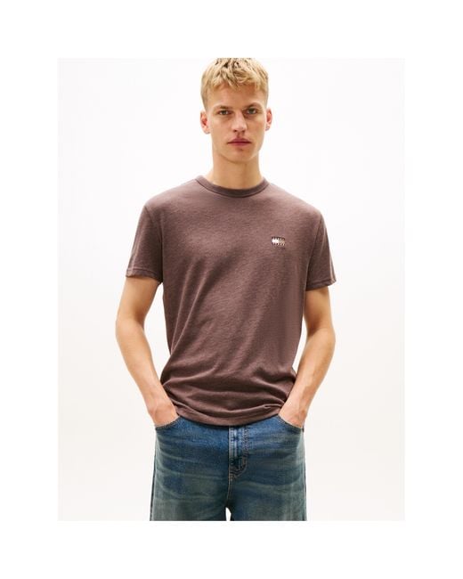 Tommy Hilfiger Brown Classic Tommy Small Badge T Shirt for men