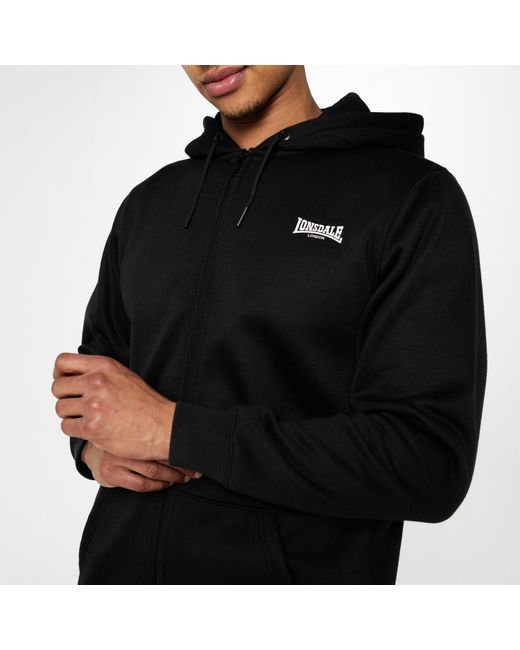 Lonsdale Black Essential Zip Hoodie for men