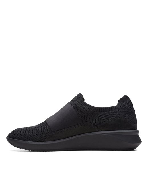 Clarks Black Textile Slip On Trainers