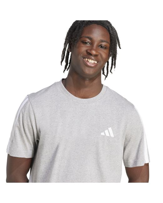 Adidas Gray Essentials 3-Stripes T-Shirt for men