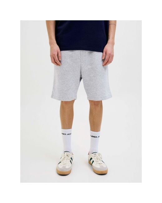 Jack & Jones Gray Fleece Jogger Shorts for men