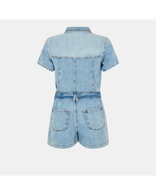GOOD AMERICAN Blue Linen Lightweight Playsuit