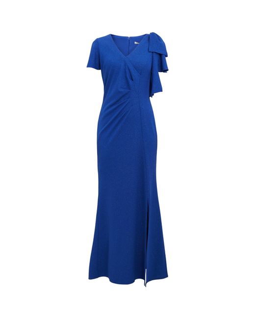 Gina Bacconi Blue Deidre Metallic Maxi Dress With V-Neck