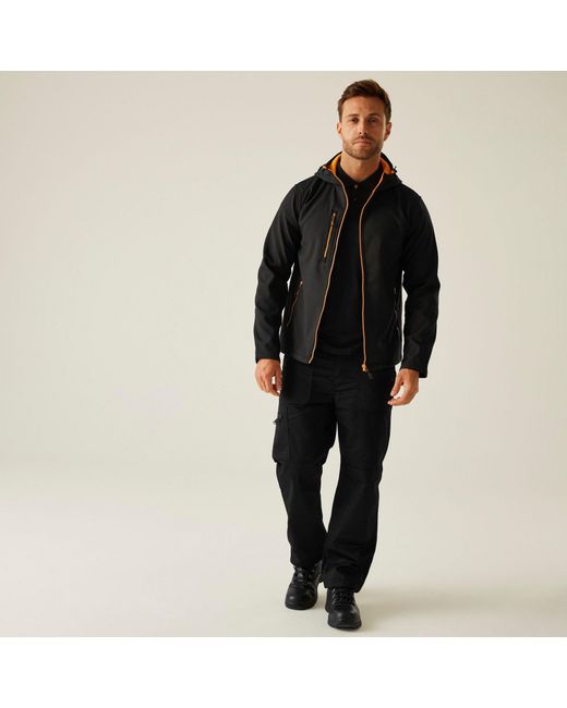 Regatta Black Navigate 2 Layer Hooded Softshell Jacket for men