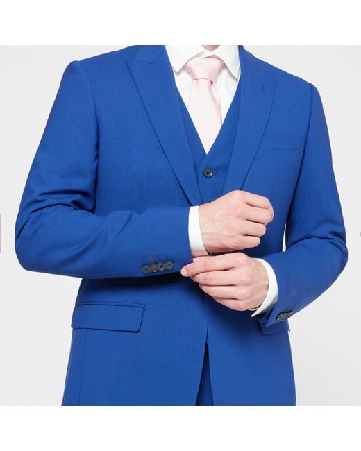 Without Prejudice Blue Perrin Slim Fit Suit Jacket for men