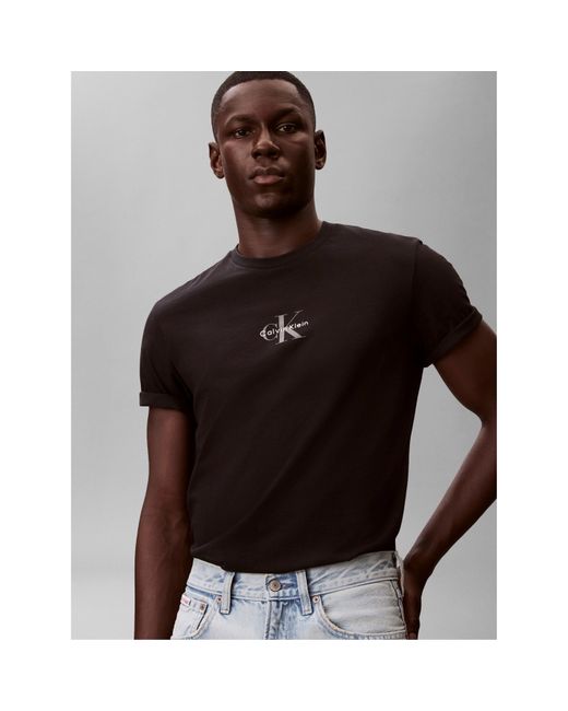 Calvin Klein Black Mlogo Graphic T-Shirt for men