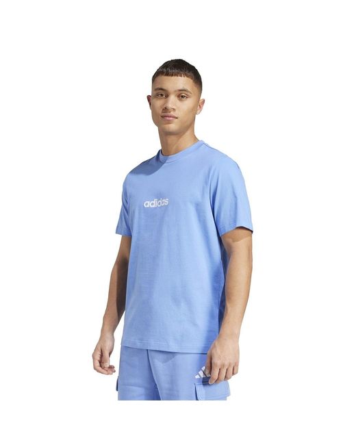 Adidas Blue Essentials Single Jersey Logo T-Shirt for men