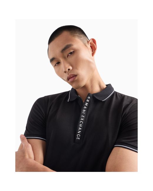 ARMANI EXCHANGE Black Polo for men
