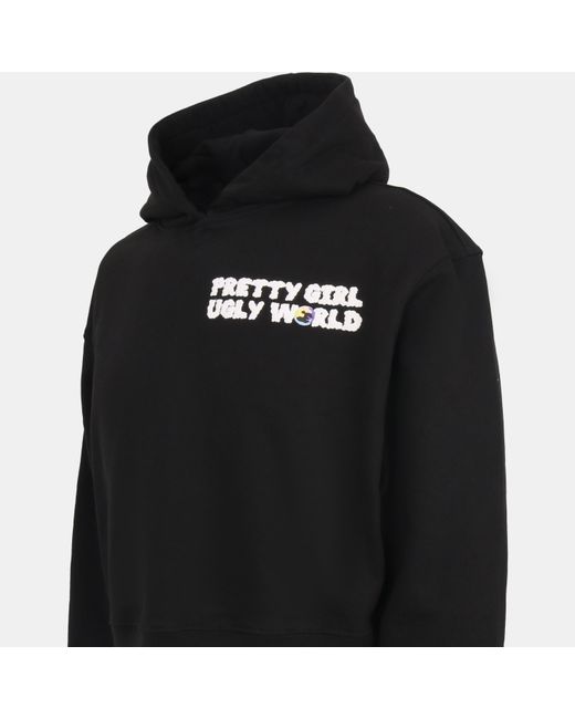 PRETTY BOY UGLY WORLD Black Cotton Long Sleeve Cropped Oversized Fit Hoodie