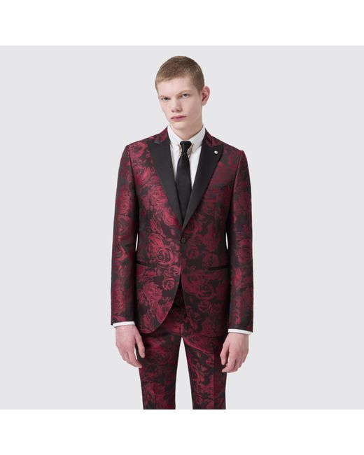 Twisted Tailor Red Ersat Slim Fit Jacket for men