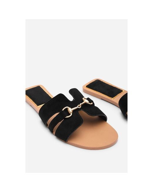 Where's That From Brown Dorina Embellished Wide Fit Suede Slide On S