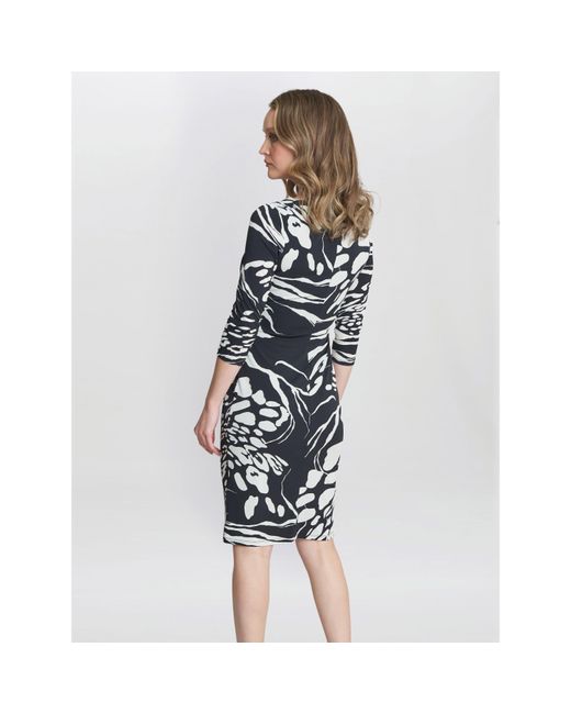 Gina Bacconi Multicolor Bianca Printed Jersey Ruffle Dress