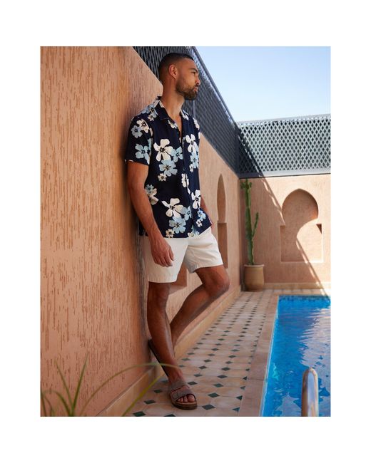 Threadbare Blue Short-Sleeve Patterned Shirt for men